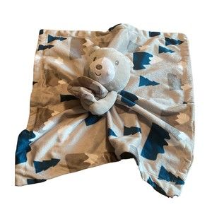 Baby Essentials Grey Bear Lovey Security Blanket Mountains Blue and Gray Gift